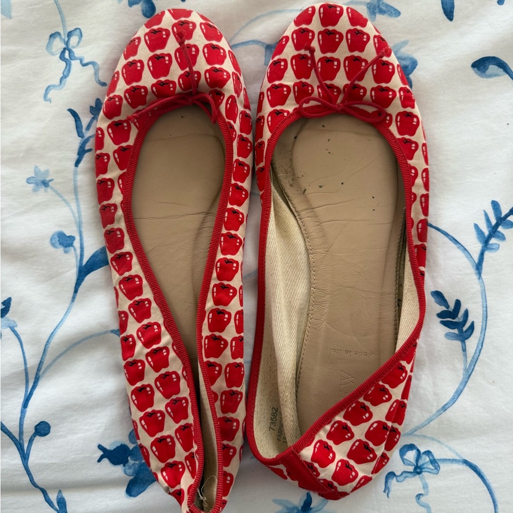 J. Crew Apple Print Flats